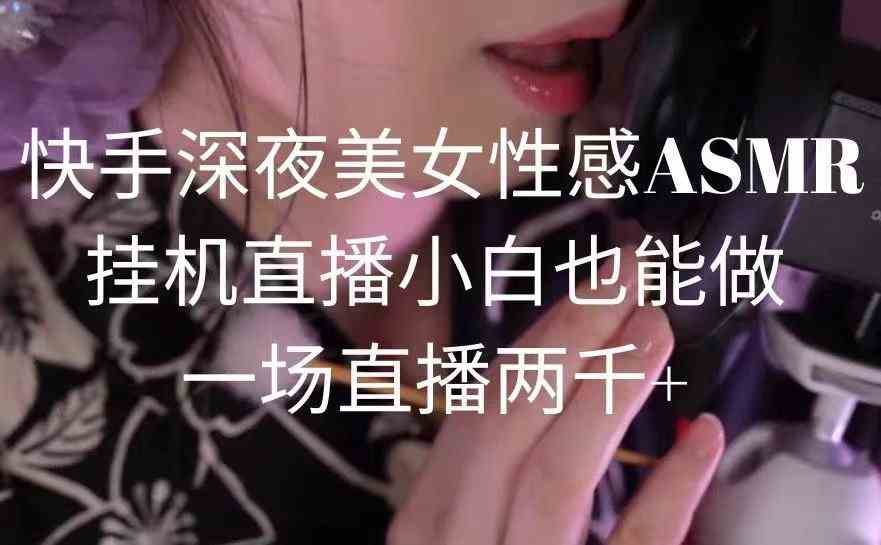 （9243期）快手深夜美女性感ASMR挂机直播，小白也能做，一场直播两千+-副业库