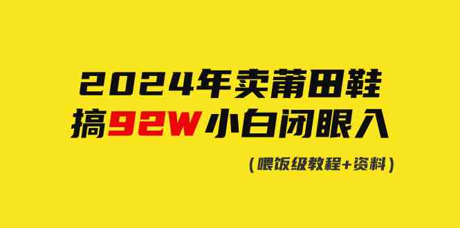 （9329期）2024年卖莆田鞋，搞了92W，小白闭眼操作！-副业库