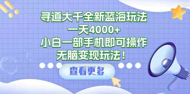（9479期）寻道大千全新蓝海玩法，一天4000+，小白一部手机即可操作，无脑变现玩法！-副业库