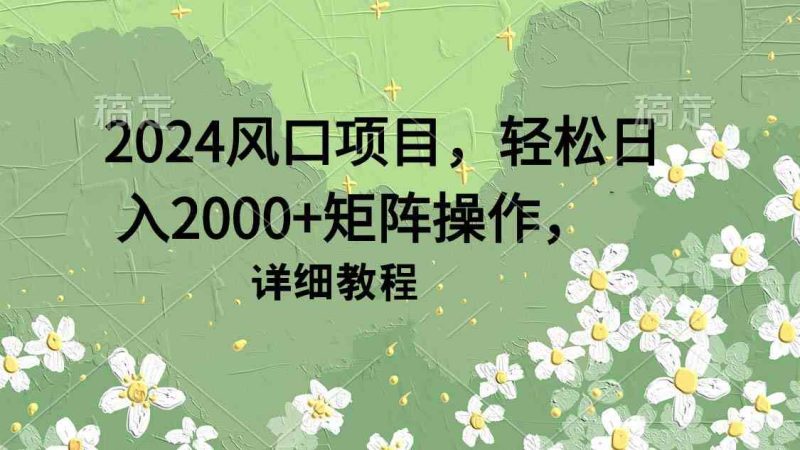 （9652期）2024风口项目，轻松日入2000+矩阵操作，详细教程-副业库