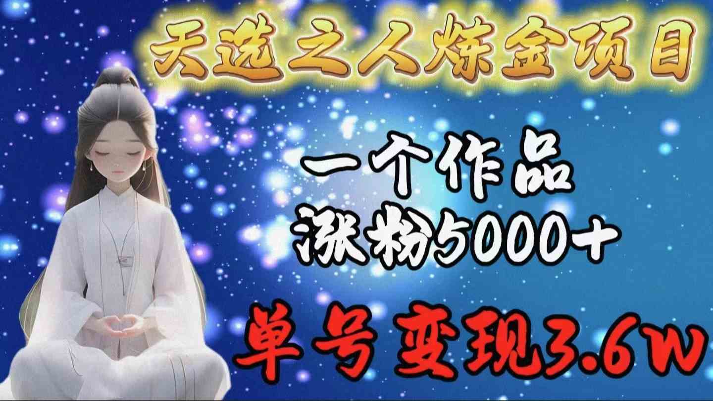 （9693期）天选之人炼金项目，一个作品涨粉5000+，单号变现3.6w-副业库