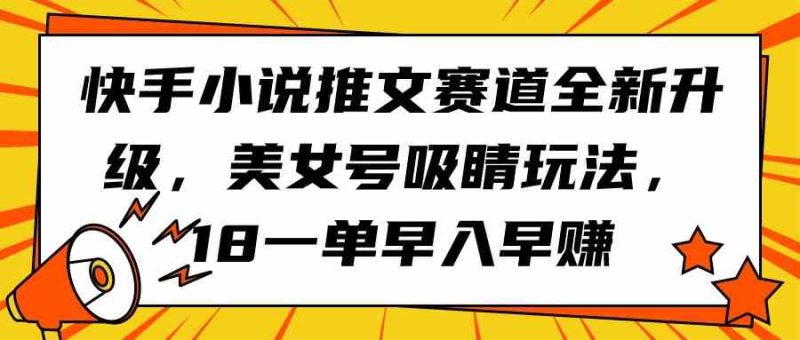 (9776期)快手小说推文赛道全新升级,美女号吸睛玩法,18一单早入早赚-副业库