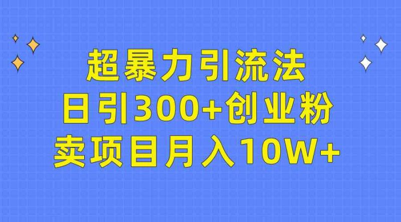 (9954期)超暴力引流法,日引300+创业粉,卖项目月入10W+-副业库