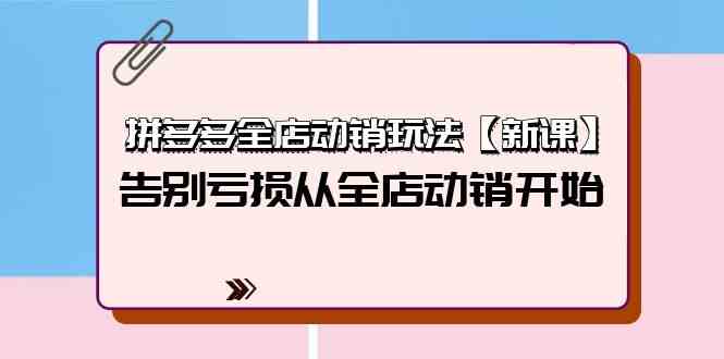 （9974期）拼多多全店动销玩法【新课】，告别亏损从全店动销开始（4节视频课）-副业库