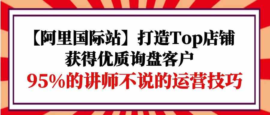 （9976期）【阿里国际站】打造Top店铺-获得优质询盘客户，95%的讲师不说的运营技巧-副业库