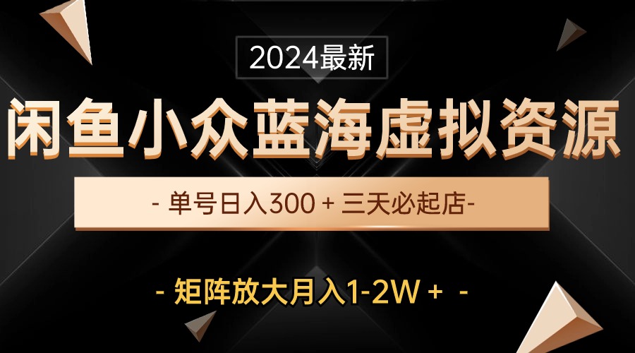（10336期）最新闲鱼小众蓝海虚拟资源，单号日入300＋，三天必起店，矩阵放大月入1-2W-副业库