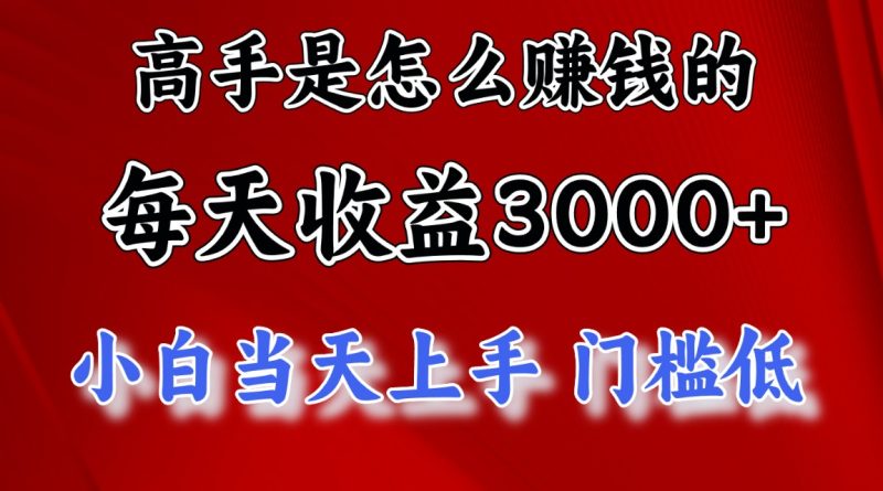 (10436期)高手是怎么赚钱的,一天收益3000+ 这是穷人逆风翻盘的一个项目,非常稳…-副业库