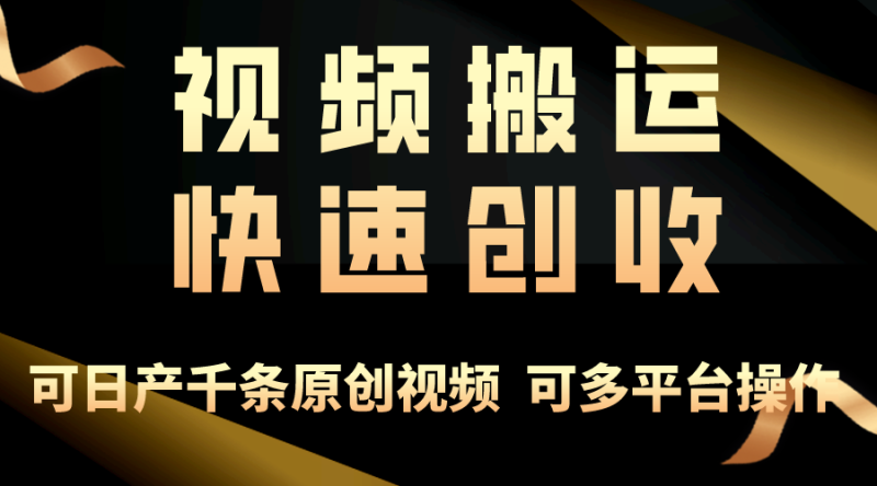 (10417期)一步一步教你赚大钱!仅视频搬运,月入3万+,轻松上手,打通思维,处处…-副业库