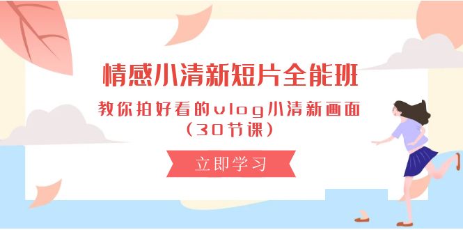 （10567期）情感 小清新短片-全能班，教你拍好看的vlog小清新画面 (30节课)-副业库
