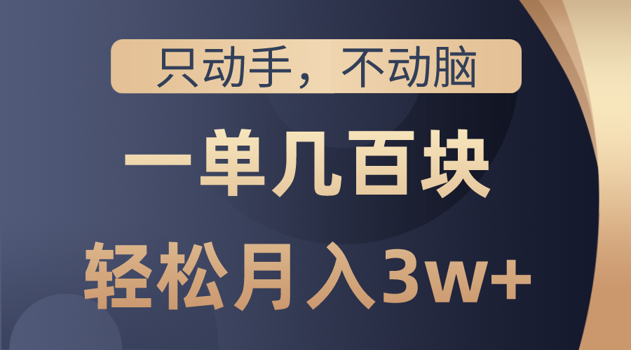 （10561期）只动手不动脑，一单几百块，轻松月入3w+，看完就能直接操作，详细教程-副业库