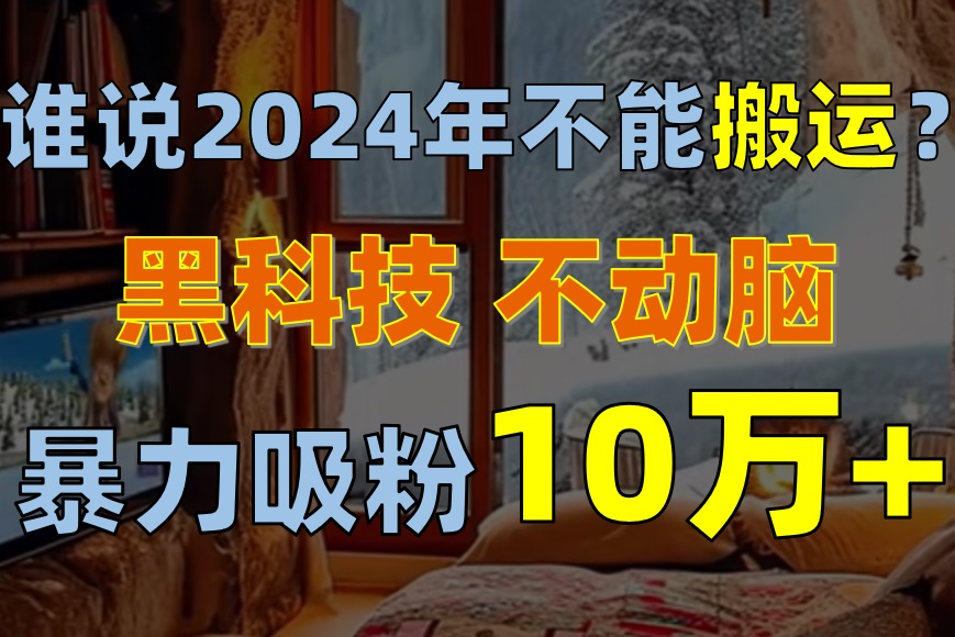 （10634期）谁说2024年不能搬运？只动手不动脑，自媒体平台单月暴力涨粉10000+-副业库