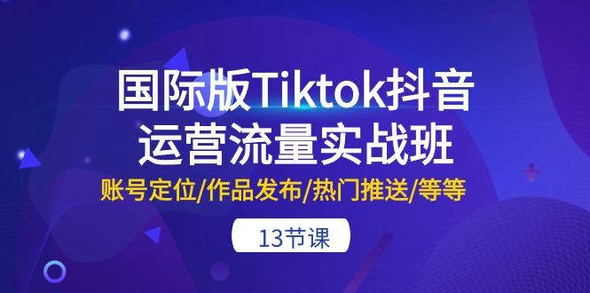 （10712期）国际版Tiktok抖音运营流量实战班：账号定位/作品发布/热门推送/等等-13节-副业库