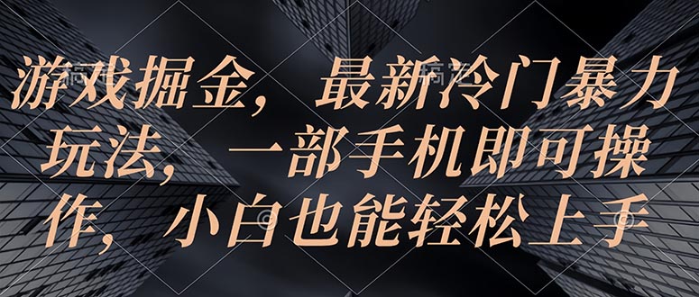 （10690期）游戏掘金，最新冷门暴力玩法，一部手机即可操作，小白也能轻松上手-副业库