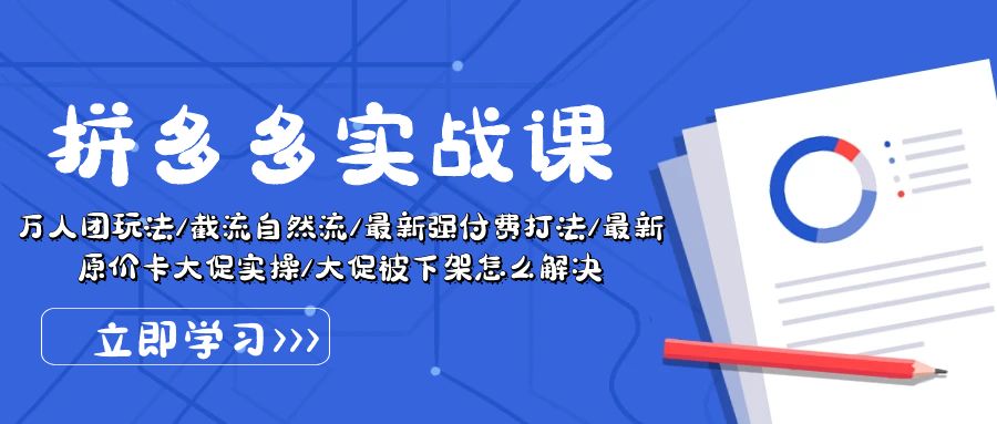 （10865期）拼多多·实战课：万人团玩法/截流自然流/最新强付费打法/最新原价卡大促..-副业库
