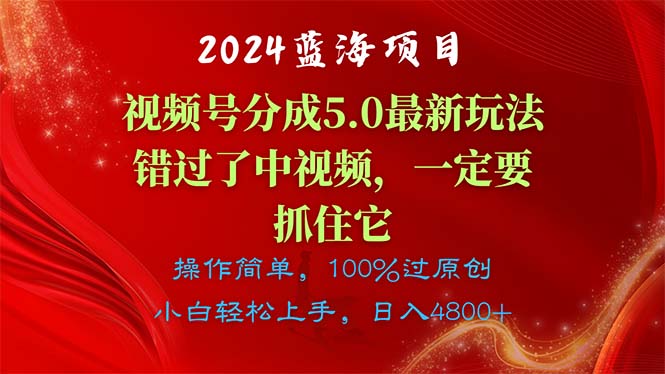 （11032期）2024蓝海项目，视频号分成计划5.0最新玩法，错过了中视频，一定要抓住…-副业库