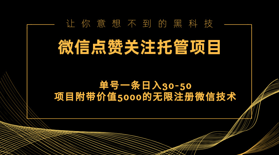 （11177期）视频号托管点赞关注，单微信30-50元，附带价值5000无限注册微信技术-副业库