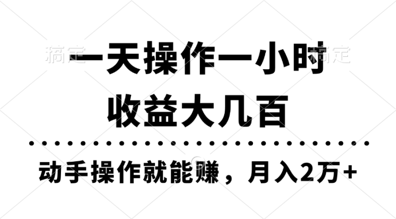 （11263期）一天操作一小时，收益大几百，动手操作就能赚，月入2万+教学-副业库