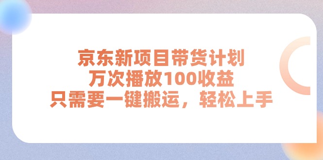 （11300期）京东新项目带货计划，万次播放100收益，只需要一键搬运，轻松上手-副业库