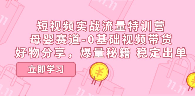 （11373期）短视频实战流量特训营，母婴赛道-0基础带货，好物分享，爆量秘籍 稳定出单-副业库