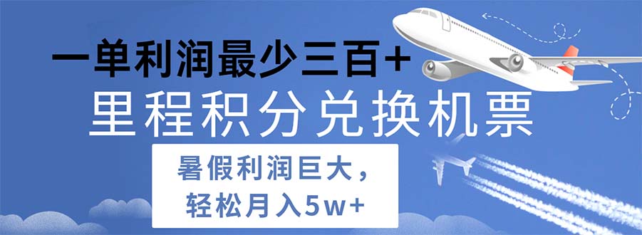 （11385期）2024暑假利润空间巨大的里程积分兑换机票项目，每一单利润最少500-副业库