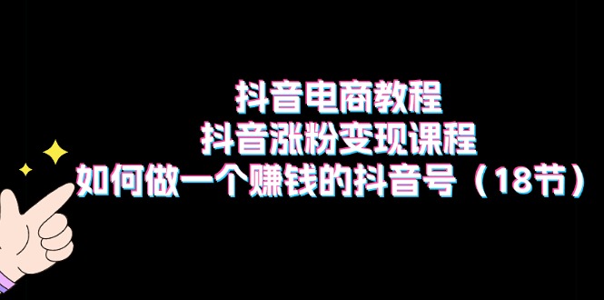 （11436期）抖音电商教程：抖音涨粉变现课程：如何做一个赚钱的抖音号（18节）-副业库