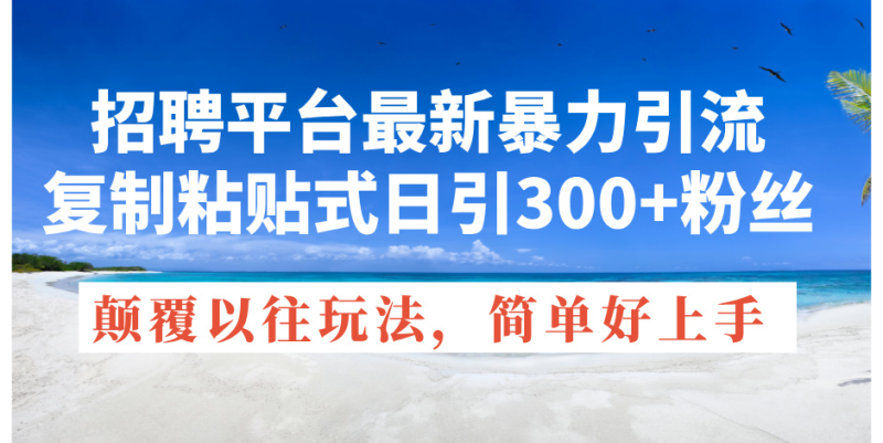 (11538期)招聘平台最新暴力引流,复制粘贴式日引300+粉丝,颠覆以往垃圾玩法,简…-副业库