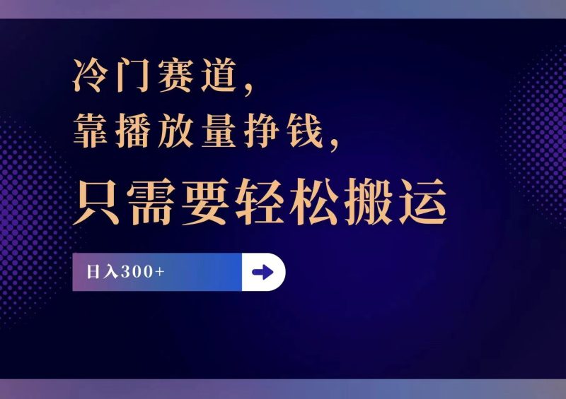 (11965期)冷门赛道,靠播放量挣钱,只需要轻松搬运,日赚300+-副业库