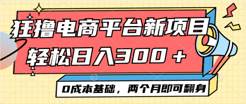 (12685期)电商平台新赛道变现项目小白轻松日入300+0成本基础两个月即可翻身-副业库