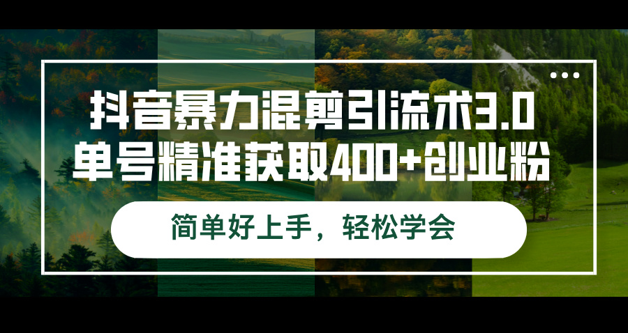 （12630期）抖音暴力混剪引流术3.0单号精准获取400+创业粉简单好上手，轻松学会-副业库