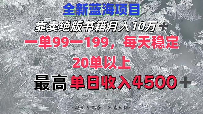 （12512期）靠卖绝版书籍月入10W+,一单99-199，一天平均20单以上，最高收益日入4500+-副业库