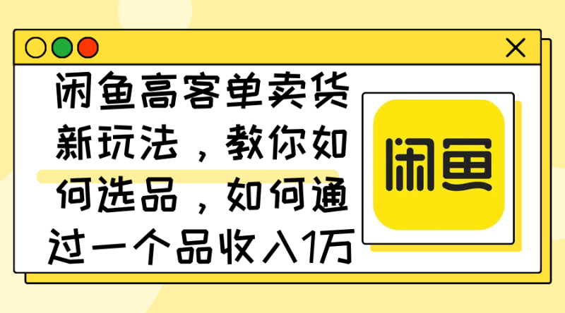 (12387期)闲鱼高客单卖货新玩法,教你如何选品,如何通过一个品收入1万+-副业库
