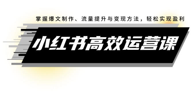 （12369期）小红书高效运营课：掌握爆文制作、流量提升与变现方法，轻松实现盈利-副业库