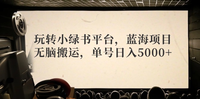 （12366期）玩转小绿书平台，蓝海项目，无脑搬运，单号日入5000+-副业库