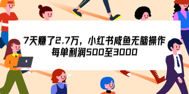 （12192期）7天收了2.7万，小红书咸鱼无脑操作，每单利润500至3000-副业库