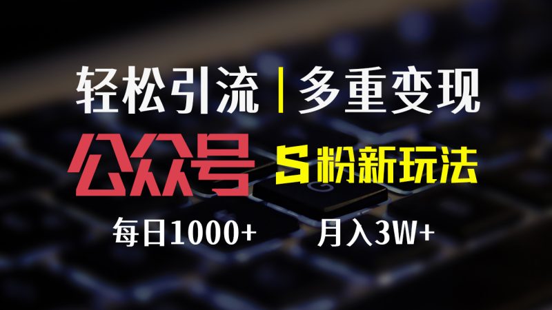(12073期)公众号S粉新玩法,简单操作、多重变现,每日收益1000+-副业库