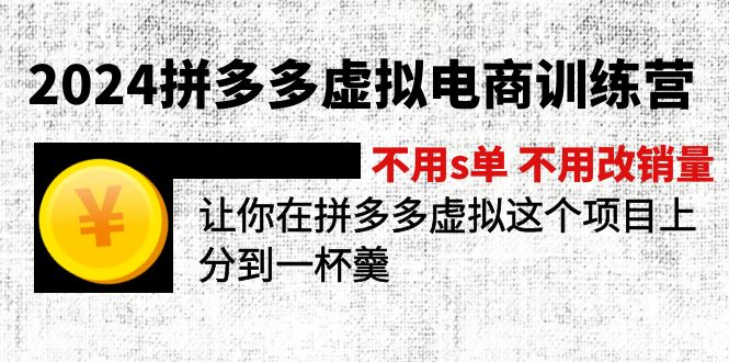 （12024期）2024拼多多虚拟电商训练营 不s单 不改销量  做虚拟项目分一杯羹(更新10节)-副业库