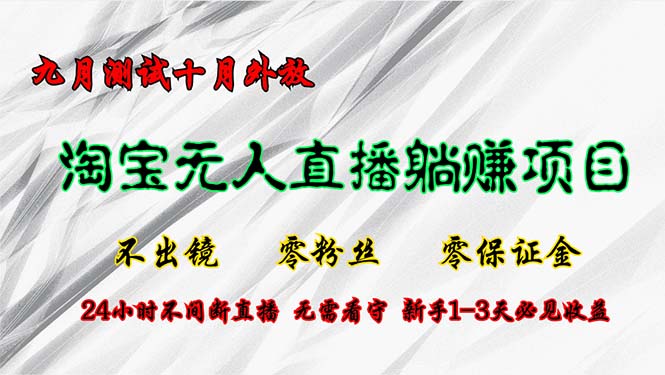 （12862期）淘宝无人直播最新玩法，九月测试十月外放，不出镜零粉丝零保证金，24小…-副业库