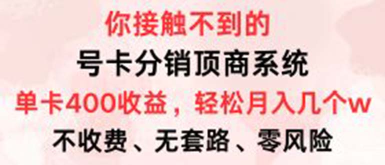 （12820期）号卡分销顶商系统，单卡400+收益。0门槛免费领，月入几W超轻松！-副业库