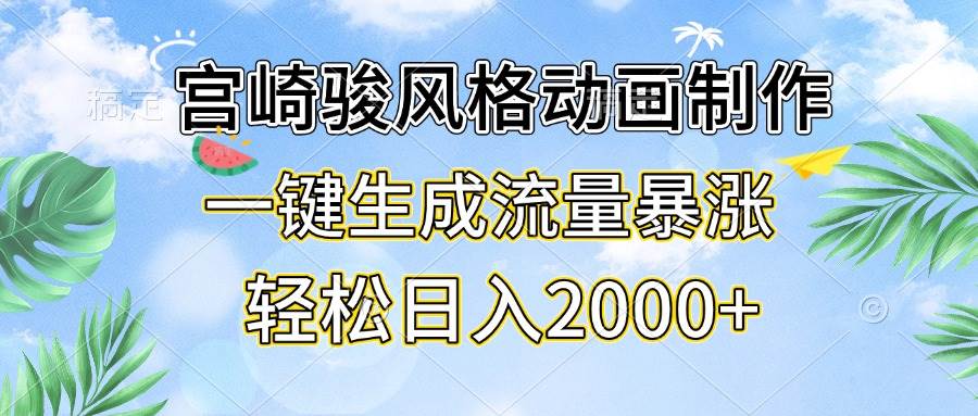 （13386期）宫崎骏风格动画制作，一键生成流量暴涨，轻松日入2000+-副业库