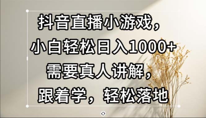 （13075期）抖音直播小游戏，小白轻松日入1000+需要真人讲解，跟着学，轻松落地-副业库