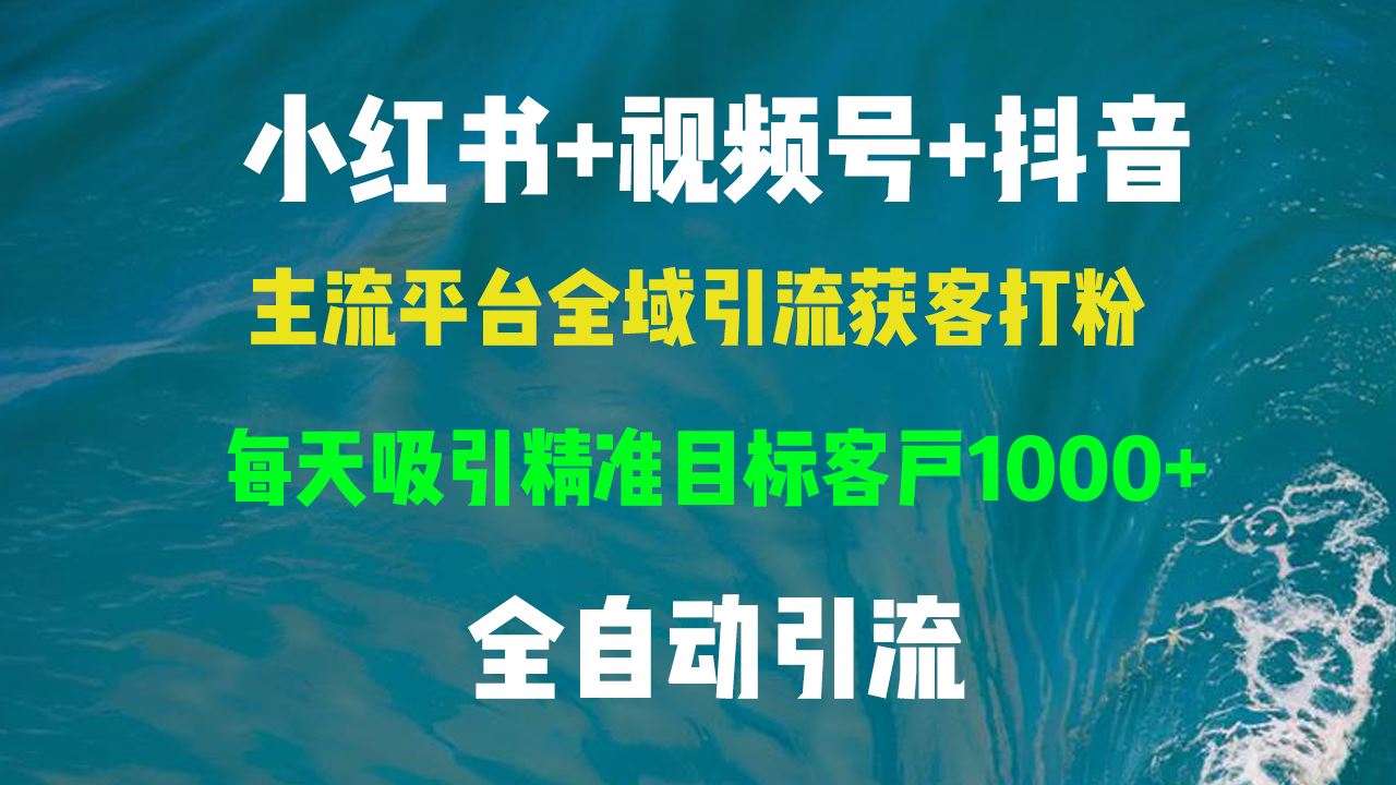 （13104期）小红书，视频号，抖音主流平台全域引流获客打粉，每天吸引精准目标客户…-副业库
