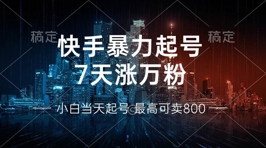 （13142期）快手暴力起号，7天涨万粉，小白当天起号 多种变现方式，账号回收，单月…-副业库