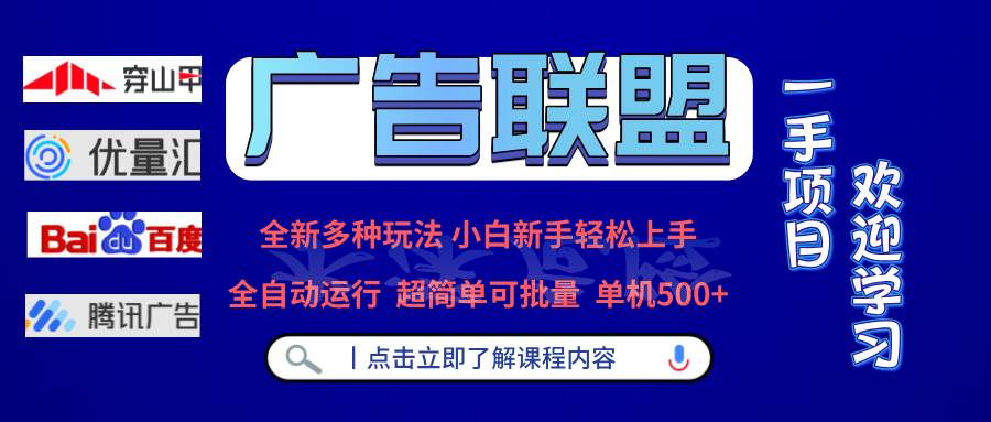 （13258期）广告联盟 全新多种玩法 单机500+  全自动运行  可批量运行-副业库