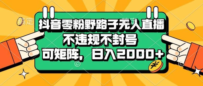 （13336期）抖音零粉野路子无人直播，不违规不封号，可矩阵，日入2000+-副业库