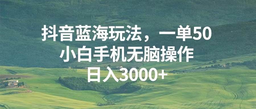 （13353期）抖音蓝海玩法，一单50，小白手机无脑操作，日入3000+-副业库