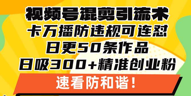 （13400期）视频号混剪引流技术，500万播放引流17000创业粉，操作简单当天学会-副业库
