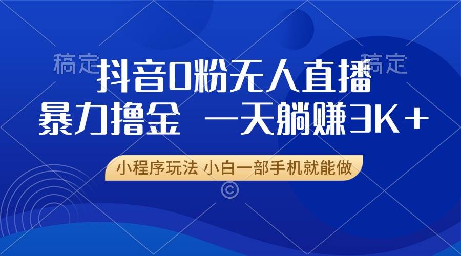 （13449期）抖音0粉无人直播暴力掘金，一天躺赚3K+，小白一部手机就能做-副业库
