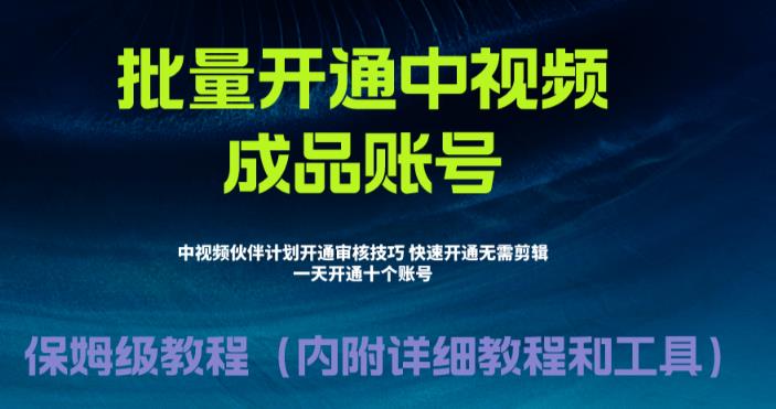 外面收费1980暴力开通中视频计划教程，附 快速通过中视频伙伴计划的办法-副业库