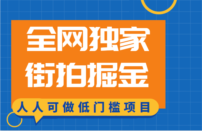 全网独家一街拍掘金，低门槛人人可做的赚钱项目-副业库