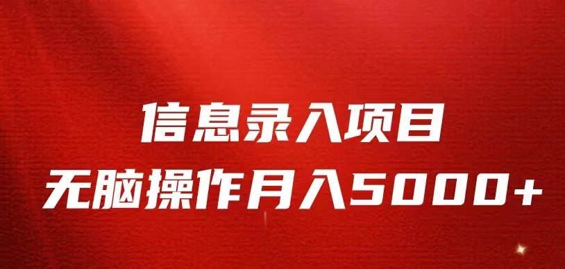 信息录入返佣项目，小白无脑复制粘贴，月入5K+-副业库